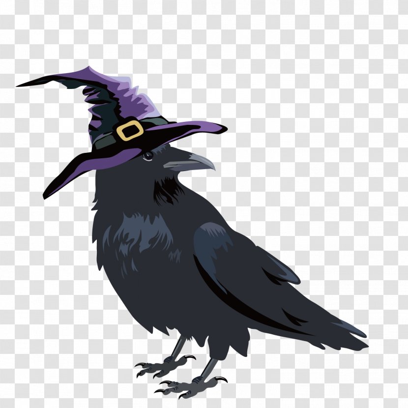 Crows Halloween Clip Art - Black And White Transparent PNG