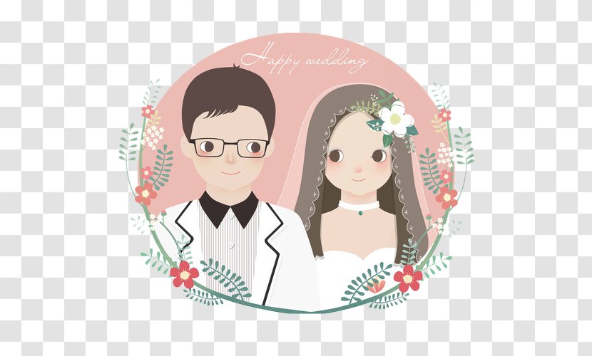 Marriage Bride Illustration - Heart - Hand-drawn And Groom Transparent PNG