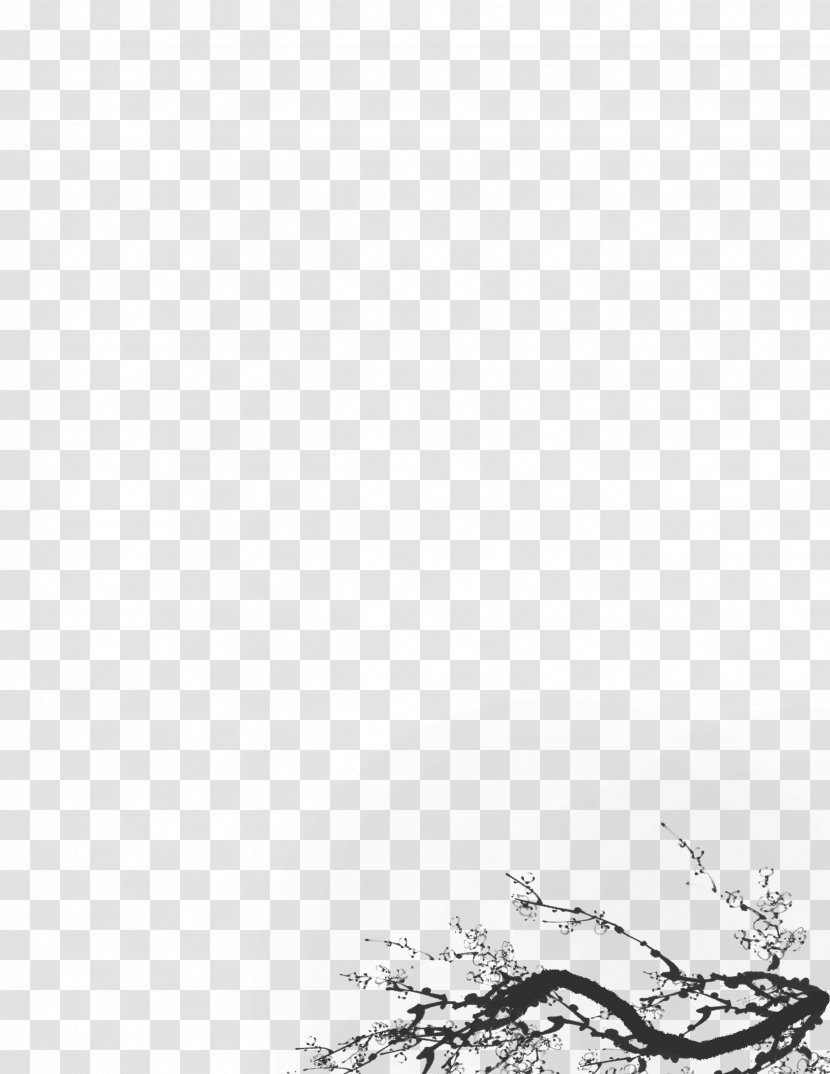 Twig White Sky Black Leaf - Plum Flower Transparent PNG