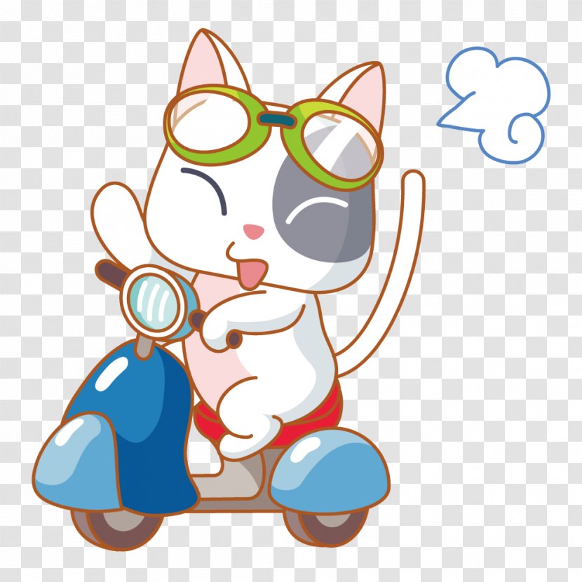 Euclidean Vector Stock Photography Illustration - Carnivoran - Cat Driving A Motorcycle Transparent PNG