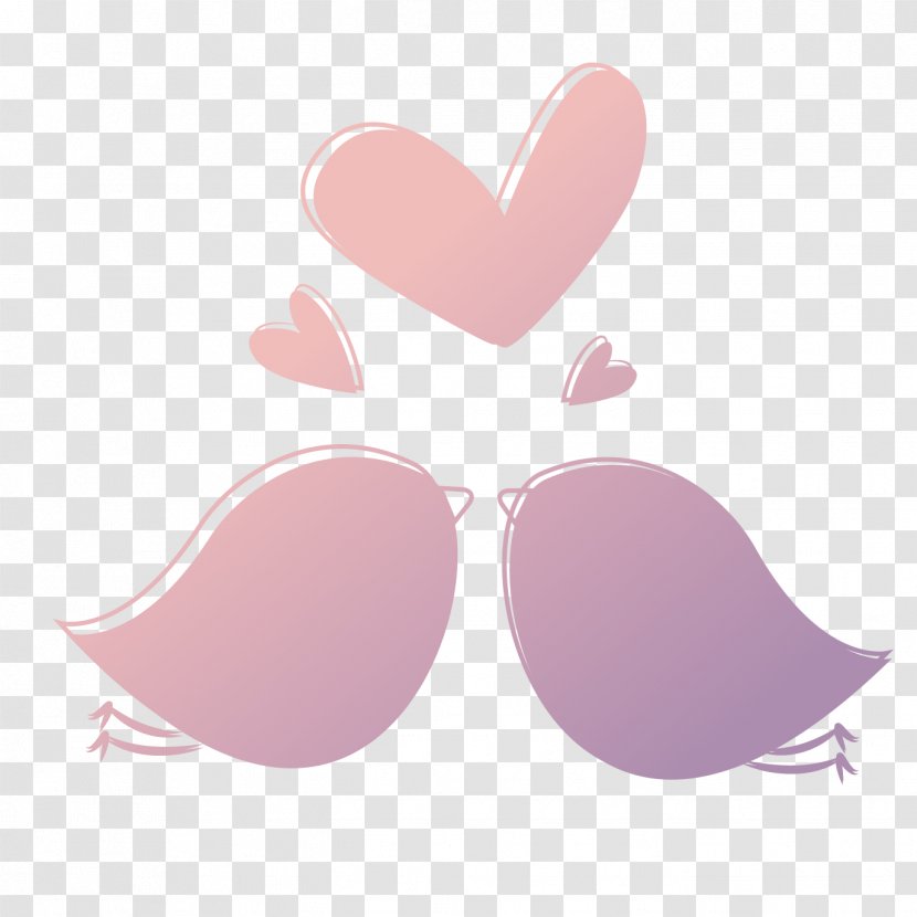 Valentine's Day Heart - Purple - Pink Cartoon Magpie Transparent PNG