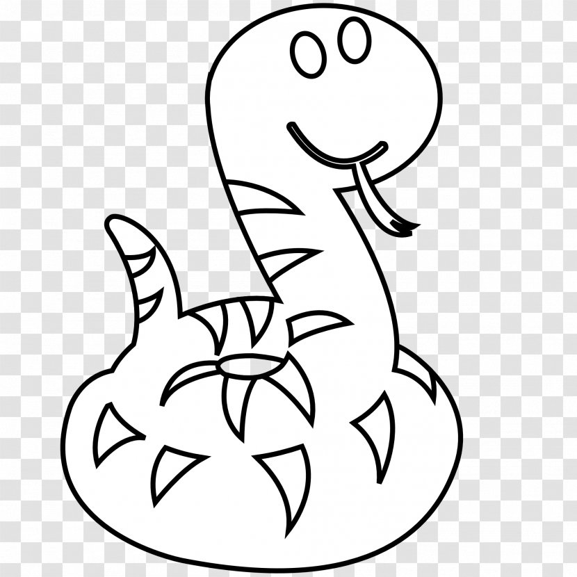 Snake Black And White Line Art Clip - Cartoon - Animal Photos Transparent PNG