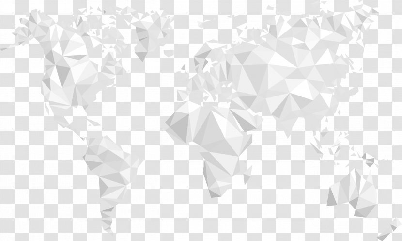 World Map Polygon - Monochrome - 3D Of The Transparent PNG