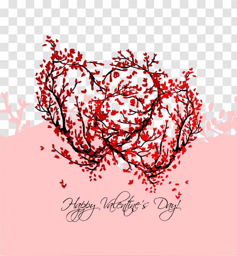 Love Tree Heart Clip Art - Watercolor - Valentines Day Heart-shaped Decorative Plum Transparent PNG