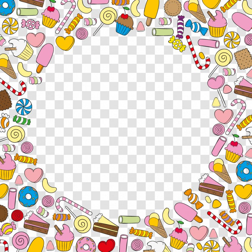 Ice Cream Candy Dessert Cupcake Sweetness - Vector Sweets Background Transparent PNG