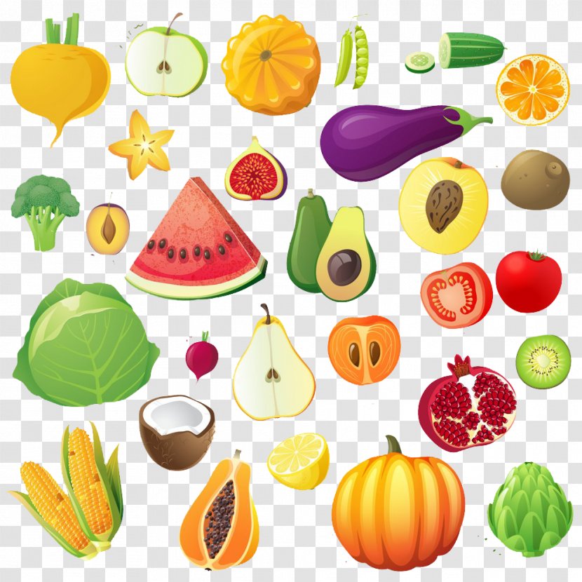 Fruit Vegetable Drawing Illustration - Food - Cartoon Fruits And Vegetables Image Transparent PNG