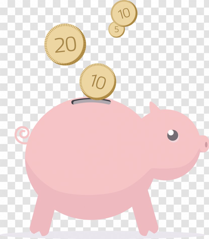 Domestic Pig Piggy Bank Money Coin - Vector Storage Tank Transparent PNG