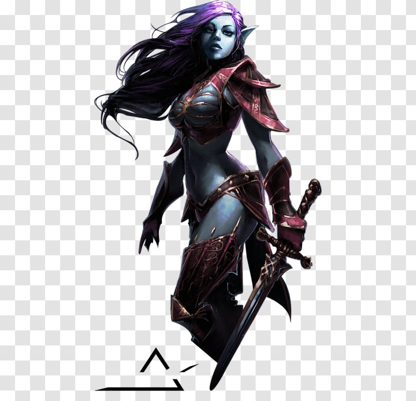 Lineage II Dark Elves In Fiction Drow Elf - Watercolor - Silhouette Transparent PNG
