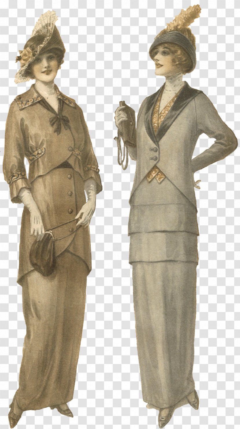 Vintage Clothing Edwardian Era Fashion Illustration 1900s - Classical Sculpture - Model Transparent PNG