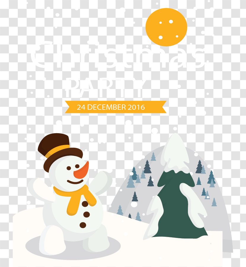 Snowman Christmas Party Illustration - Invitations Transparent PNG
