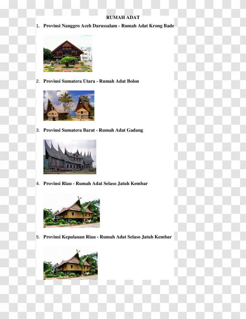 West Sumatra Aceh Rumah Adat Provinces Of Indonesia - House Transparent PNG