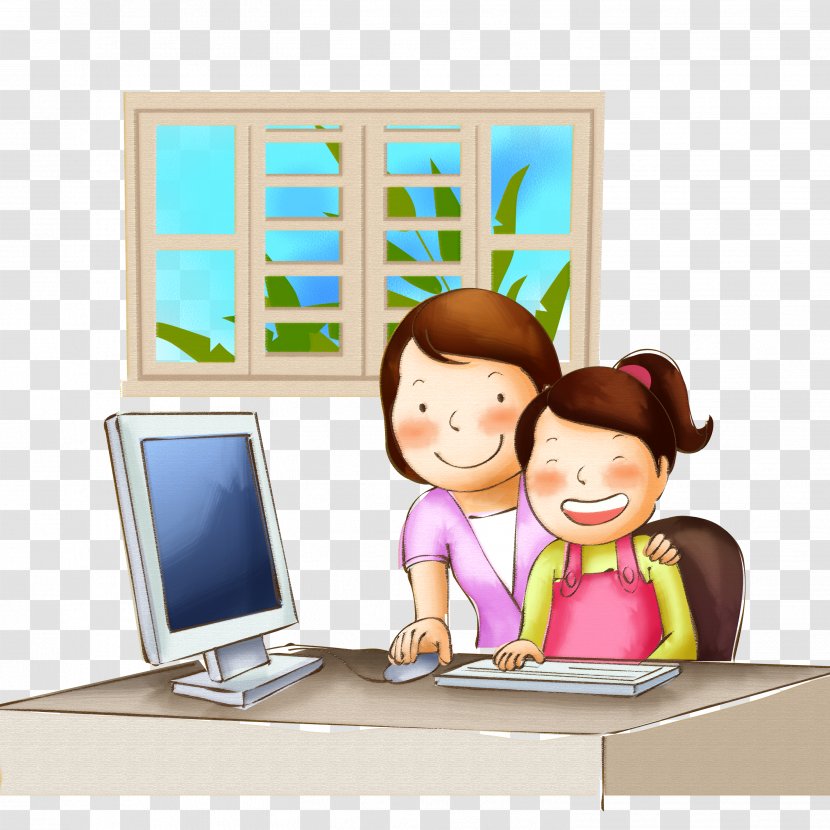 Computer Child File - Frame - Mom Teach Children To Play On The Transparent PNG