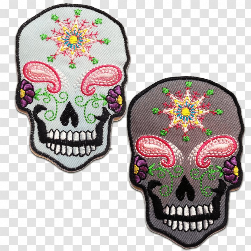 Skull Embroidered Patch Totenkopf White - Brown Transparent PNG