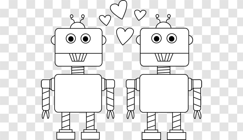 Black And White Valentines Day Robot Car Clip Art - Heart - Cliparts Transparent PNG