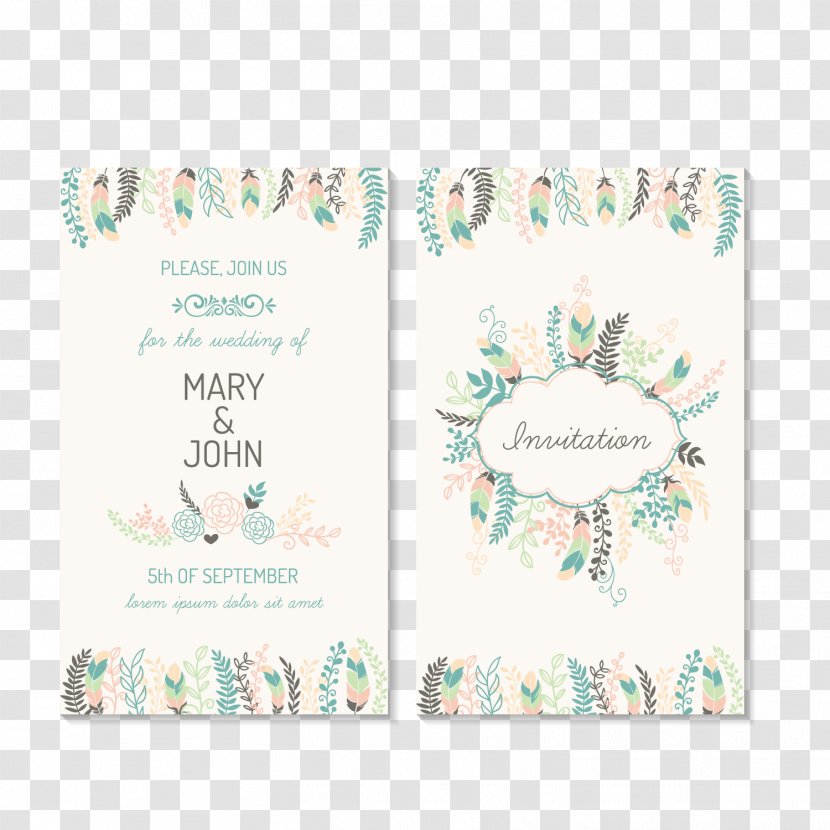 Wedding Invitation Marriage Greeting Card - Elegant Plant Flowers Pictures Transparent PNG