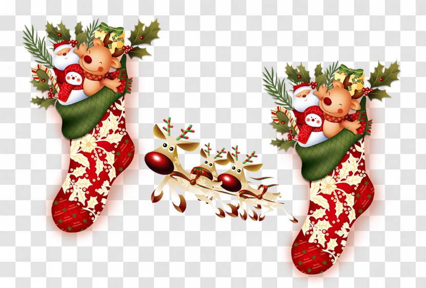 Santa Claus Christmas Stocking Decoration - Creative Shoes Transparent PNG