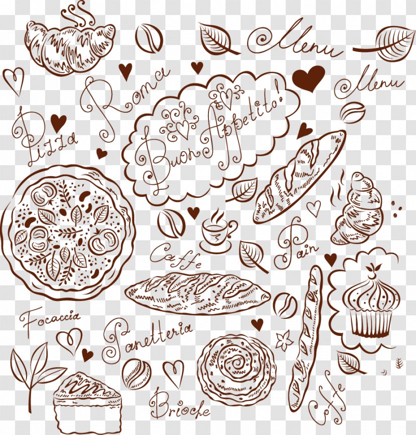 Coffee Cafe Hot Dog Pizza - Text - Hand-painted Dessert,Hand-painted Transparent PNG