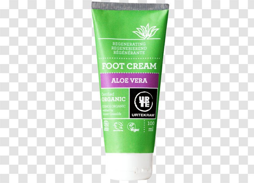 Lotion Urtekram Aloe Vera Gel Organic Foot Cream - Skin Care - Green Transparent PNG