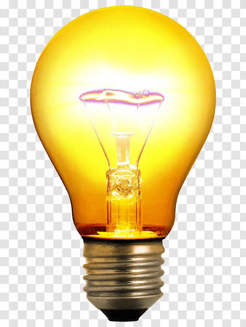 Incandescent Light Bulb Lighting Invention - Thomas Edison - Yellow Image Transparent PNG