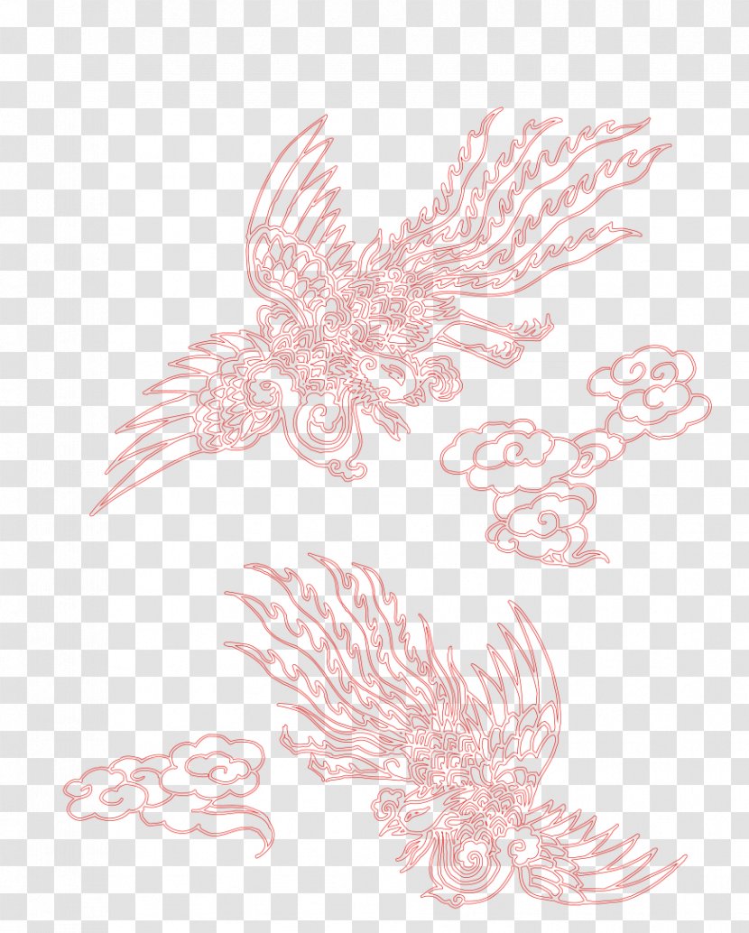 Bird Pattern - Color - Red Phoenix Transparent PNG
