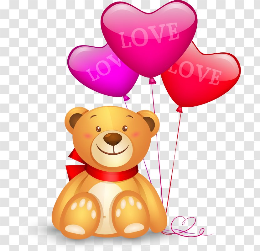 Balloon Heart Clip Art - Silhouette - Cartoon Bear Transparent PNG