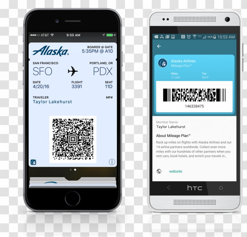 Feature Phone Smartphone Mobile Phones Boarding Pass Alaska Airlines - Communication Transparent PNG
