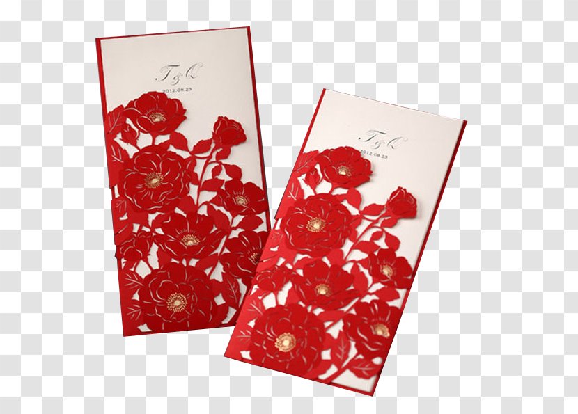 Wedding Invitation Greeting Card Laser Cutting Bride - Chinese Style Red Envelope Transparent PNG