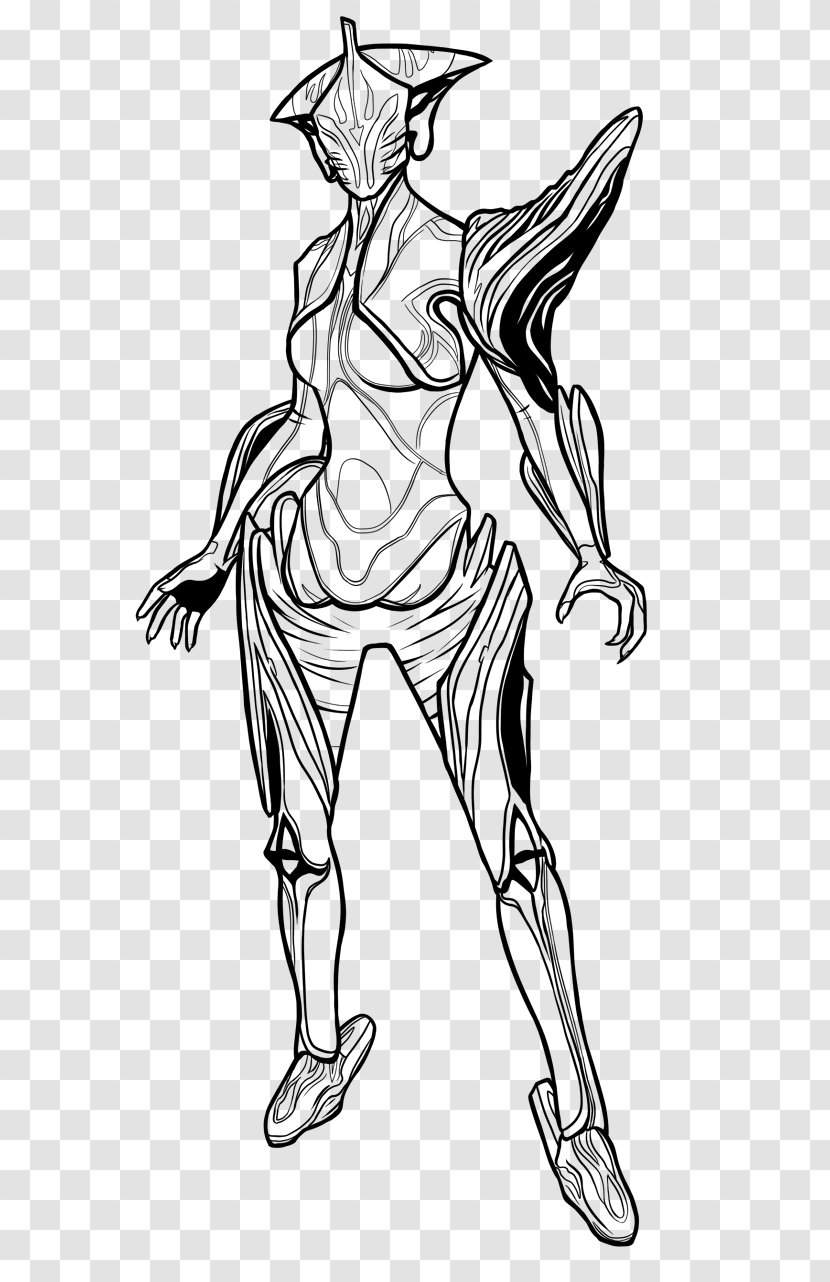 Warframe Coloring Book Character - Black And White - Excalibur Transparent PNG