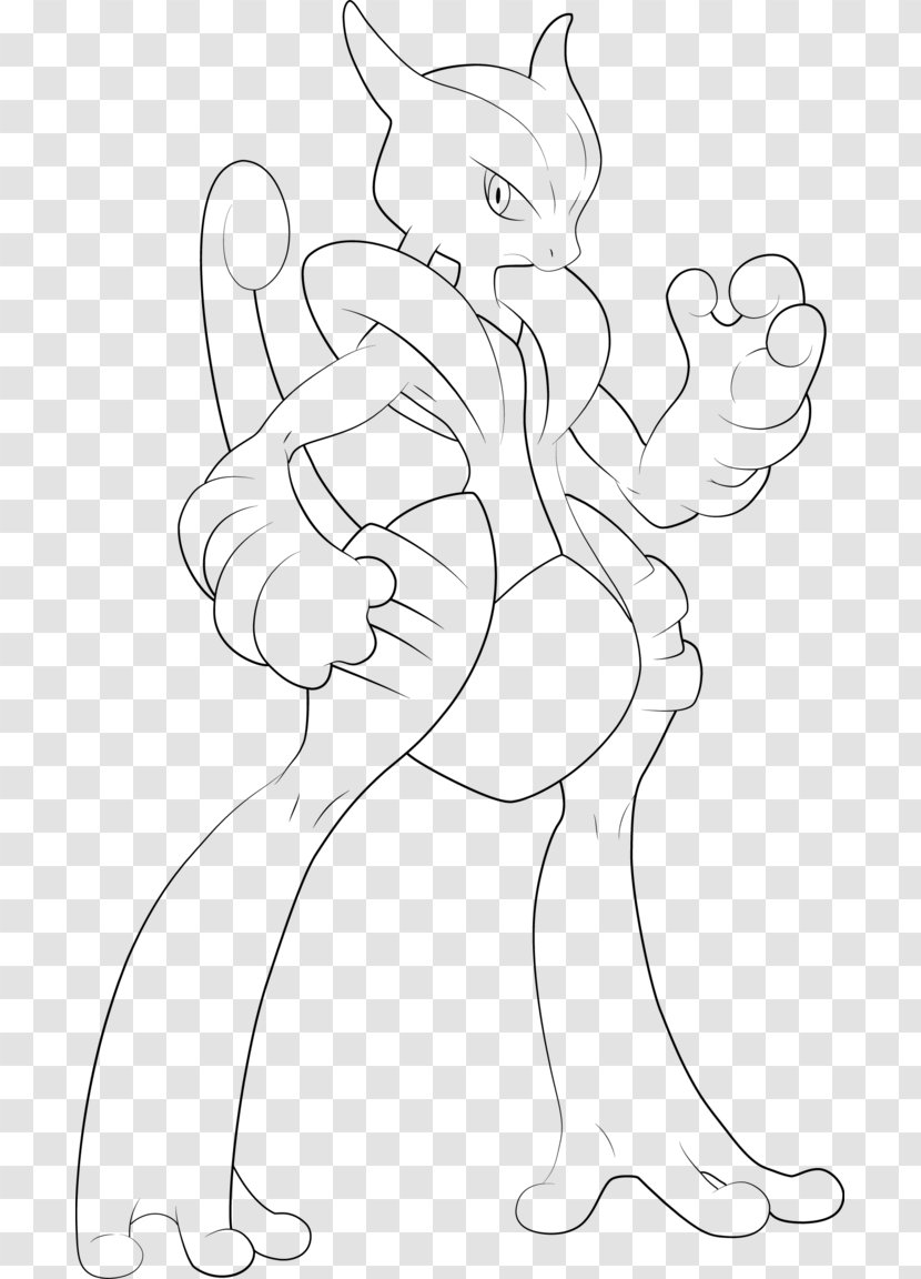 Line Art Mewtwo Drawing DeviantArt - Character Transparent PNG