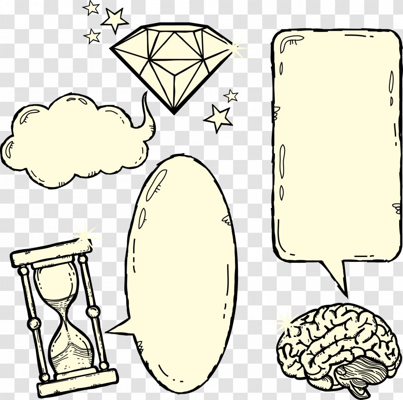 Speech Balloon Clip Art - Human Behavior - Hand-painted Diamond Hourglass Brain Dialog Transparent PNG