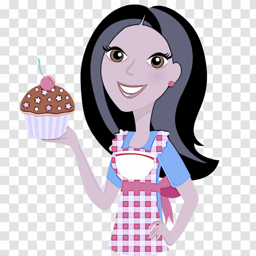 Cartoon Brown Hair Bake Sale Black Hair Food Transparent PNG