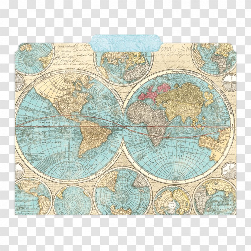 File Folders World Map Atlas - Fresh Style Decorative Transparent PNG