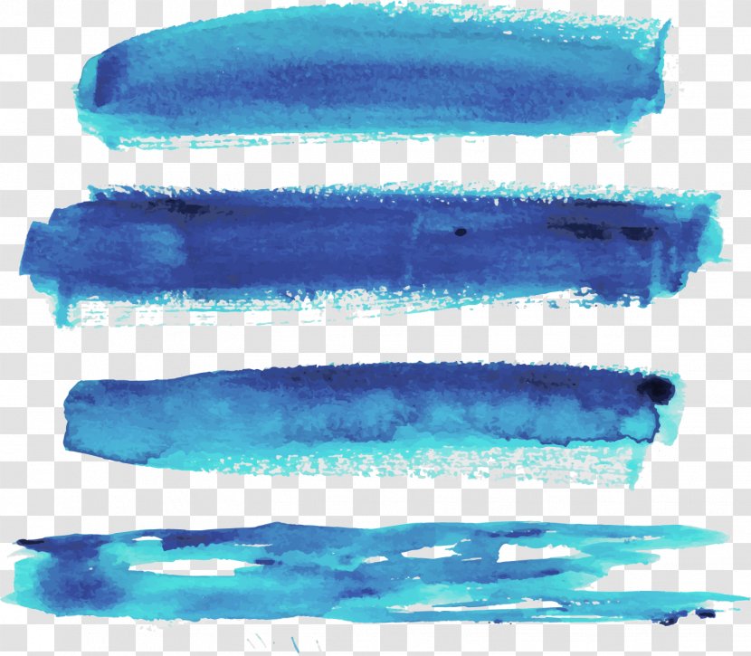 Vector Blue Watercolor Brush Strokes - Drawing - Art Transparent PNG