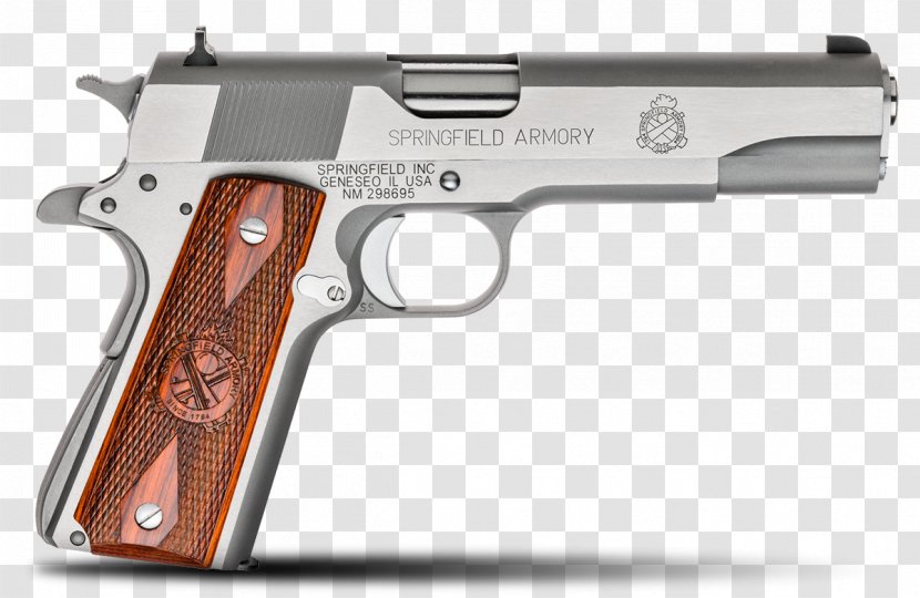 Springfield Armory, Inc. .45 ACP M1911 Pistol Stainless Steel - Trigger - Handgun Transparent PNG