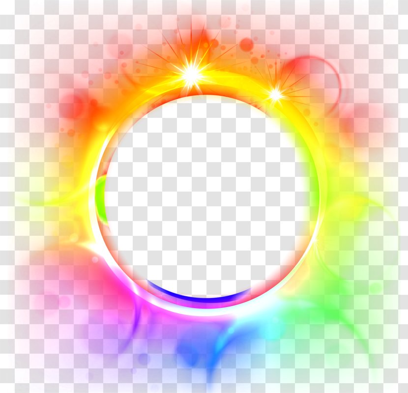 Light Download PhotoScape Clip Art - Yellow - Colorful Glare Round Decorative Border Transparent PNG