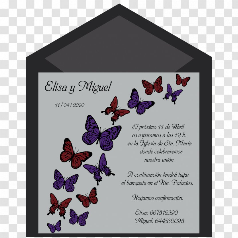 Wedding Invitation Convite Butterflies And Moths Color - Violet Transparent PNG