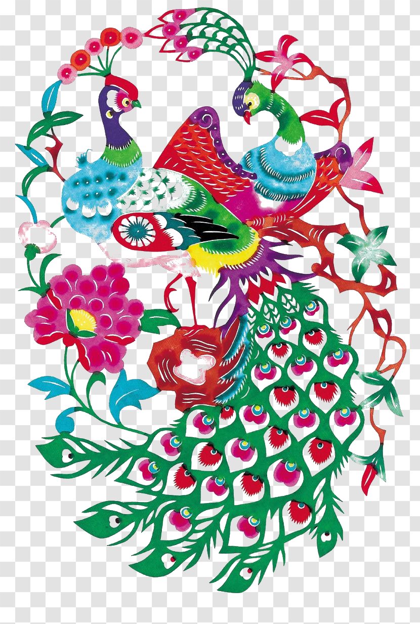 China Chinese Paper Cutting Papercutting Folk Art - Flora - Paper-cut Peacock Painting Transparent PNG