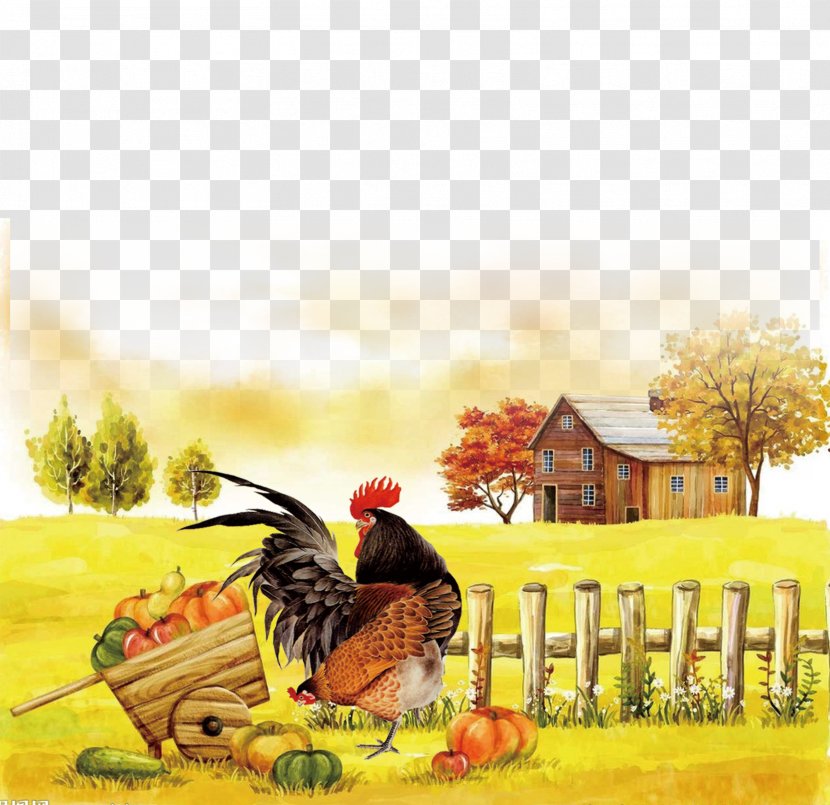 Autumn Poster Illustration - Bird - Chicken Farm,free Download Transparent PNG