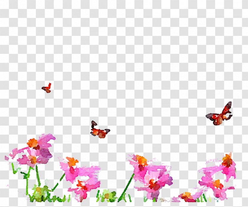 Watercolor Painting Drawing - Flora - Butterfly Transparent PNG
