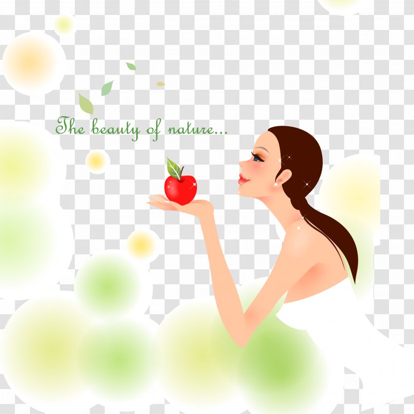 Apple Drawing - Watercolor - Girls Holding Apples Transparent PNG