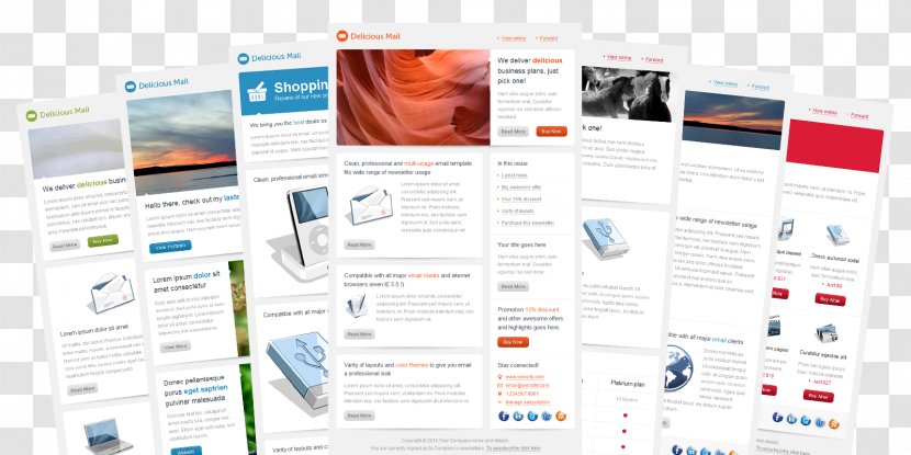 Responsive Web Design Template MailChimp Email Business - Software - Delicious Transparent PNG