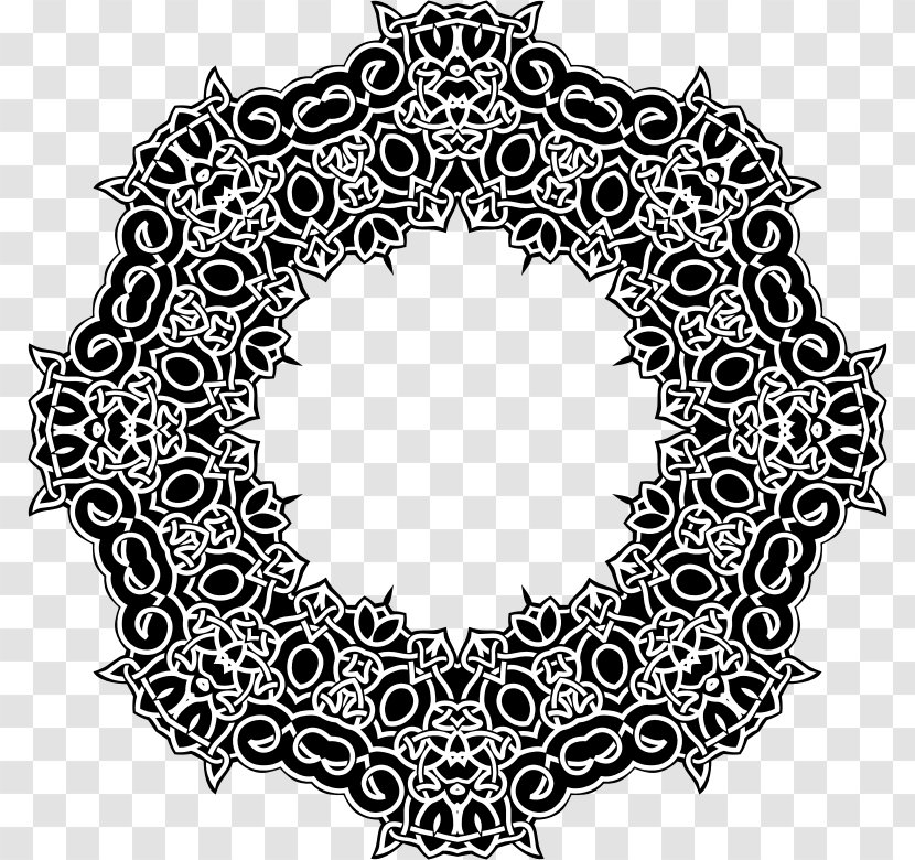 Drawing Black And White - Royaltyfree - Wreath Transparent PNG