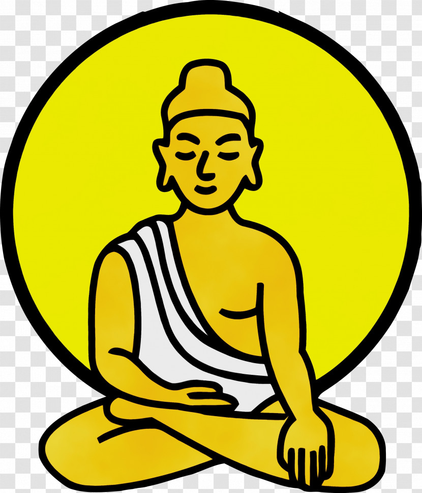 Yellow Sitting Line Art Finger Meditation Transparent PNG