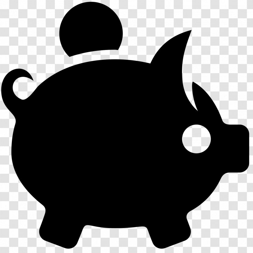 Piggy Bank Saving Money - Black And White Transparent PNG
