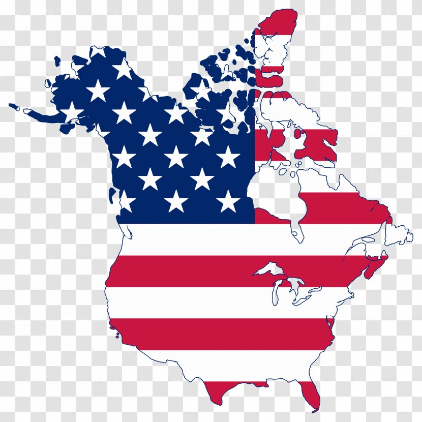 Flag Of The United States Canada Map Clip Art - America Transparent PNG