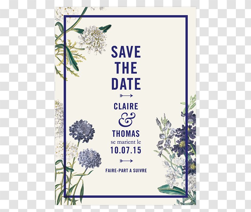 Wedding Invitation Floral Design Botanical Garden Save The Date Botany - Convite Transparent PNG