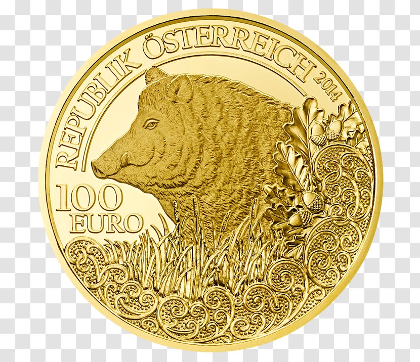 Gold Coin Wild Boar Perth Mint - Euro And Silver Commemorative Coins Transparent PNG