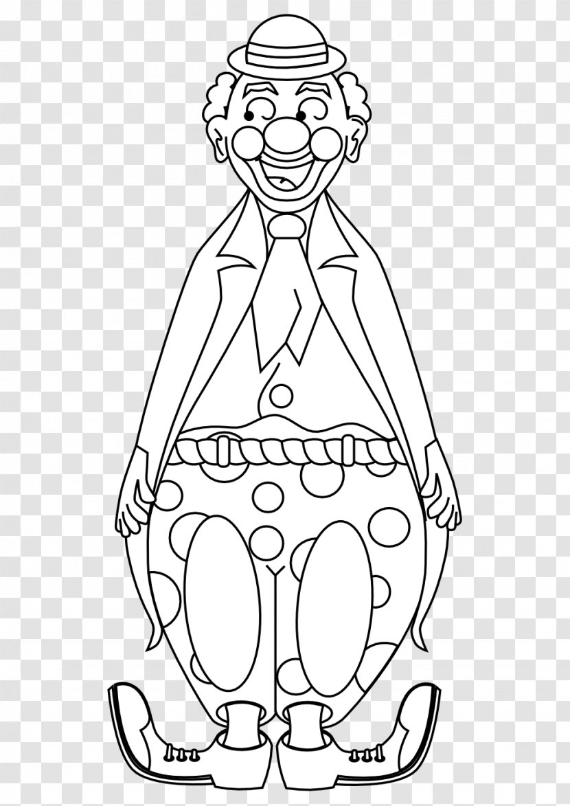 Black And White Line Art Visual Arts Drawing Clown - Silhouette Transparent PNG