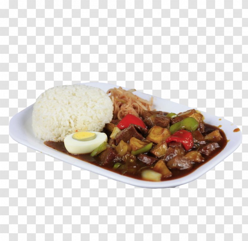 Vegetarian Cuisine Rice Cake Pot Roast Asian Fried - Egg Black Pepper Beef Transparent PNG
