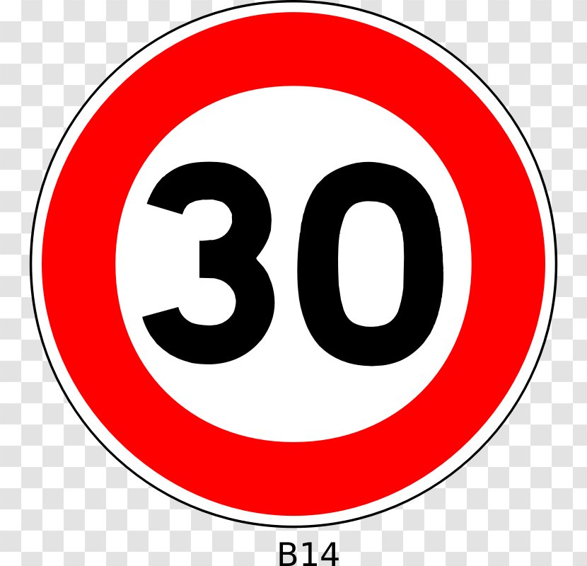 Traffic Sign 30 Km/h Zone Speed Limit Clip Art - Number - Thirty Cliparts Transparent PNG